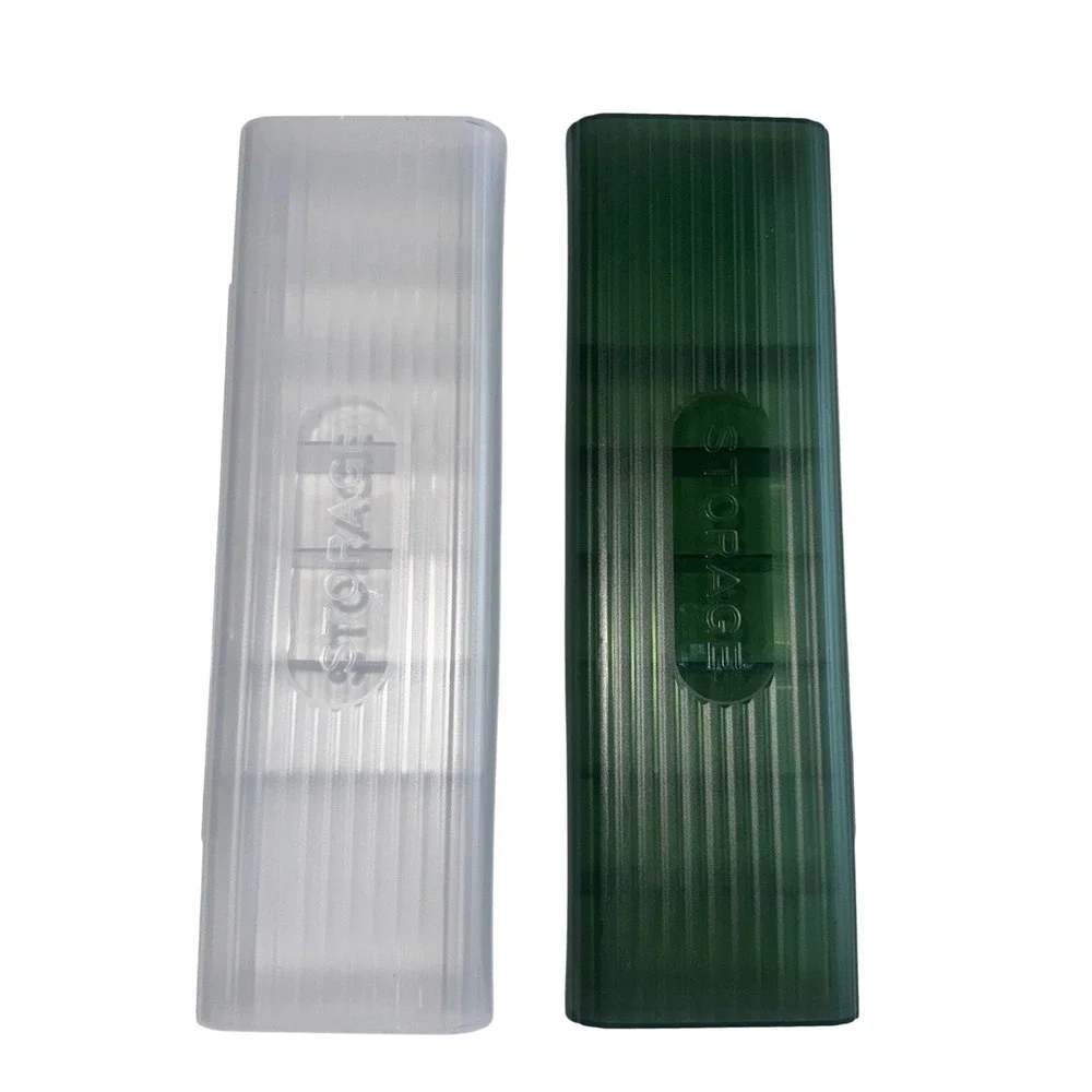 Set of‎ 2 Plastic 7-Compartment Storage Organizer Boxes Green Clear Ribbed Lid